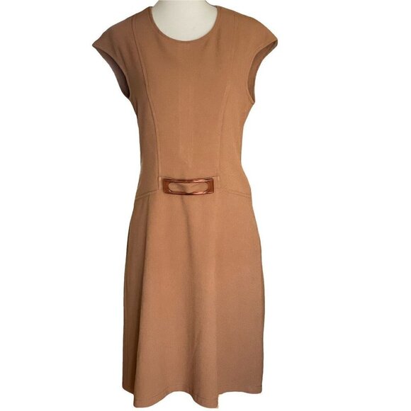 Vintage Avalanche Collection Brown Round Neck Sleeveless A-Line Dress Size 3 - Picture 1 of 10